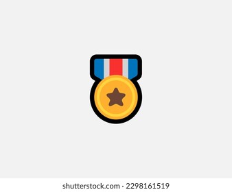 Icono de vector de medalla militar. Ilustración de Emoji. Medallón aislado, emoticono vectorial de medallas militares