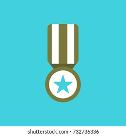 Military Medal Vector Icon In Turquoise Background