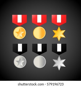 military medals golden and silver 