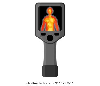 Military or medical infrared thermal image camera for night vision and checking people. Portable handheld thermograph. Military concept for army, soldiers and war. Vector cartoon isolated illustration