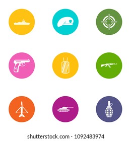 Military Member Icons Set. Flat Set Of 9 Military Member Vector Icons For Web Isolated On White Background