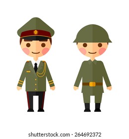 Military men flat  set.