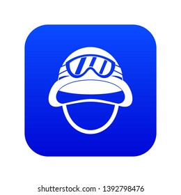 Military metal helmet icon digital blue for any design isolated on white vector illustration
