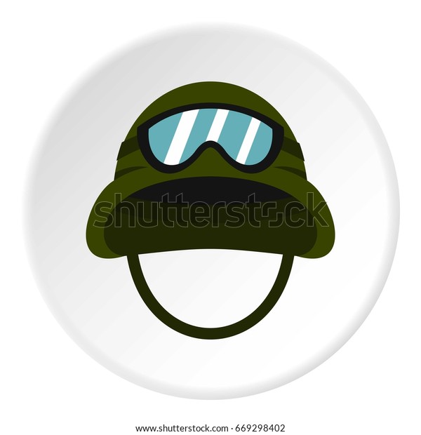 Military Metal Helmet Icon Flat Circle Stock Vector (Royalty Free