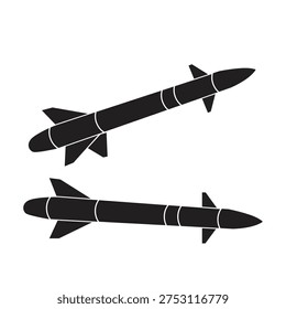 Military Missile Rocket Set Isolated Simple Flat Design