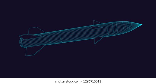 Military Missile. Vector Outline Illustration.