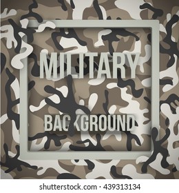 Military modern camouflage background with tags. Army symbol of defense. Vector Illustration.