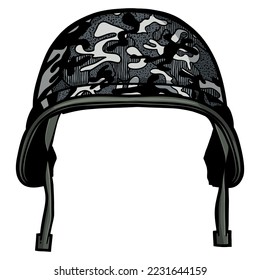 Military modern camouflage helmet vector illustration