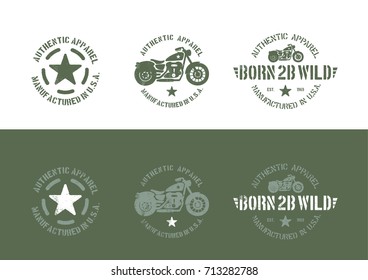 Military motorcycle T Shirt designs, vector graphics