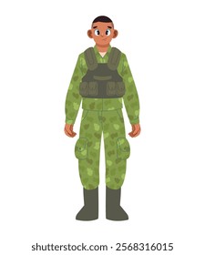 military officer with bulletproof vest isolated