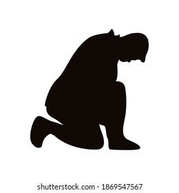 military officer down on my knees silhouette vector illustration design