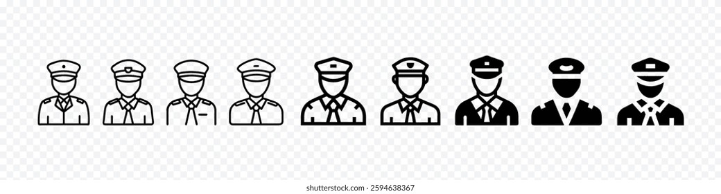 Military Officer in Formal Attire with Cap icon, military office icon, officer silhouette