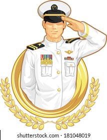 Military Officer in Salute Gesture