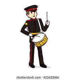 Military orchestra musician. Hand drawn cartoon vector illustration