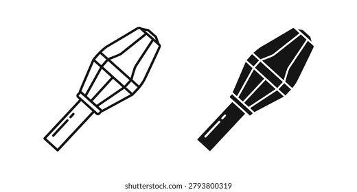 Military ordnance symbol in outline and solid form. A vector graphic for defense and conflict themes.