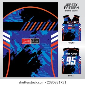 Military painted black blue pattern design, illustration, textile background for sports t-shirt, football jersey shirt mockup for football club. consistent front view