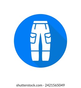 Military pants flat style vector icon. Army equipment.