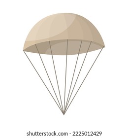 Military parachute cartoon illustration. Equipment for jumping off helicopter or plane for soldiers and officers on white background. Army, equipment, safety concept
