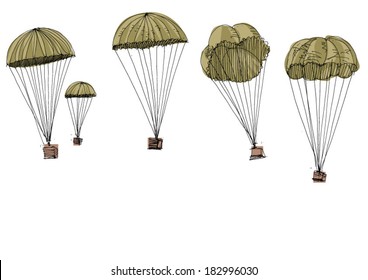 Military Parachute Delivery - Cartoon