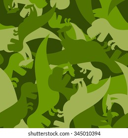 Military pattern dinosaur. Army texture of Tyrannosaurus. Camo background of t-Rex. Soldier ornament of prehistoric Raptor.
