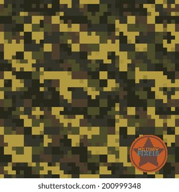 Military pattern. Handsome military pattern in pink. Vector illustration pixel. Seamless fashion trend pattern fabric textures, abstract background. Pixel art style