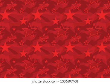 Military pattern in red with lines and stars on the background.