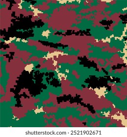 Military pattern vector art. green, black, cream, maroon.