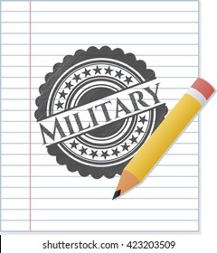 Military with pencil strokes