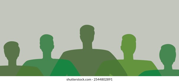 Military people or army soldiers as unrecognizable persons, silhouette flat vector stock illustration as a concept of patriotism, courage, defense of the state