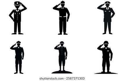 Military Personnel Saluting Silhouettes icon