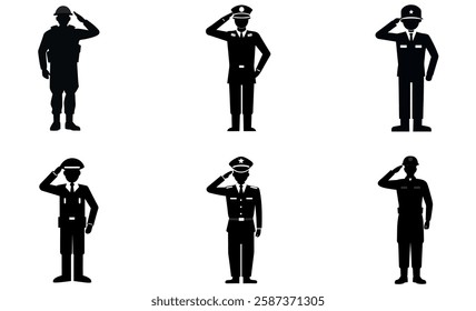 Military Personnel Saluting Silhouettes icon