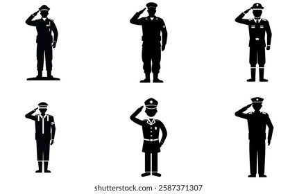 Military Personnel Saluting Silhouettes icon