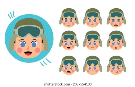 Military, pilot. Human character for your scenes.Character ready for animation. Funny cartoon. The set for the character animation.