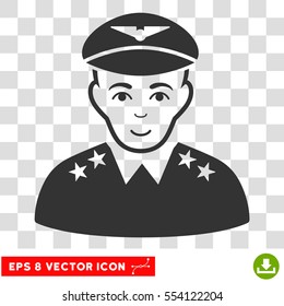Military Pilot Officer EPS vector pictograph. Illustration style is flat iconic gray symbol on chess transparent background.