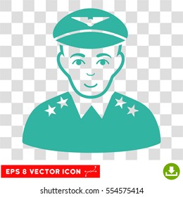 Military Pilot Officer EPS vector pictograph. Illustration style is flat iconic cyan symbol on chess transparent background.