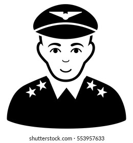 Military Pilot Officer vector icon. Flat black symbol. Pictogram is isolated on a white background. Designed for web and software interfaces.