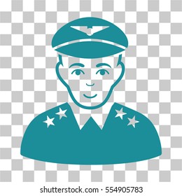 Military Pilot Officer vector pictograph. Illustration style is flat iconic soft blue symbol on a chess transparent background.