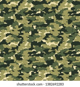 Military pixel camo background. Stock vector backdrop for your design.