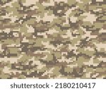 
Military pixel texture sand army shape pattern, endless background. Ornament