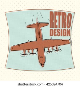 military plane or airplane, bomber - retro style