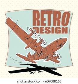military plane or airplane, bomber - retro style