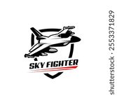 military plane fighter jet silhouette logo vector