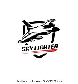 Vector de logotipo de silueta de avión de combate militar