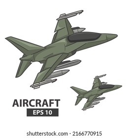 Military plane fired a missile. Fighter jet vector illustration. EPS 10