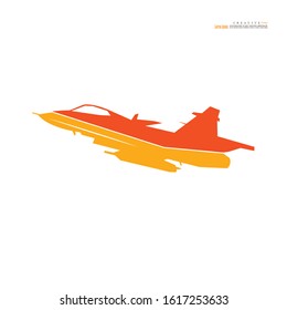 Military plane fired a missile icon on white background. Fighter jet logo design.vector illustration.