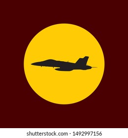 the military plane at sunset
