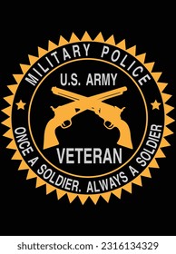 Military police once a soldier always a solder vector art design, eps file. design file for t-shirt. SVG, EPS cuttable design file svg