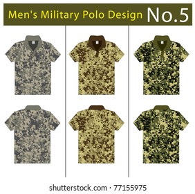 Military polo shirt designs. front and back view. Vector template