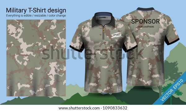 Military Polo Tshirt Design Camouflage Print Stock Vector (Royalty Free ...