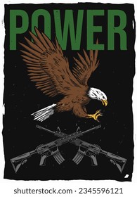 military poster design with eagle illustration